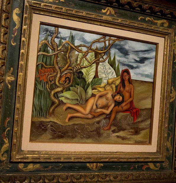 EDS NOTE: NUDITY - In this Friday, April 29, 2016 file photo, the painting, "Two Nudes in the Forest (The Land Itself)" by Frida Khalo, is on display during the press preview of "Bound to Fail" at Christie's auction house in New York. The painting by Kahlo is poised to set a new auction record for the Mexican painter at Christieís sale of impressionist and modern art on Thursday evening, May 12, 2016. (AP Photo/Mary Altaffer, File)